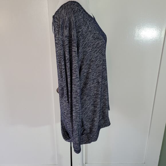 Elan Size EST L Open Back Off Shoulder Grey White Blended Sweater Casual - Picture 3 of 8